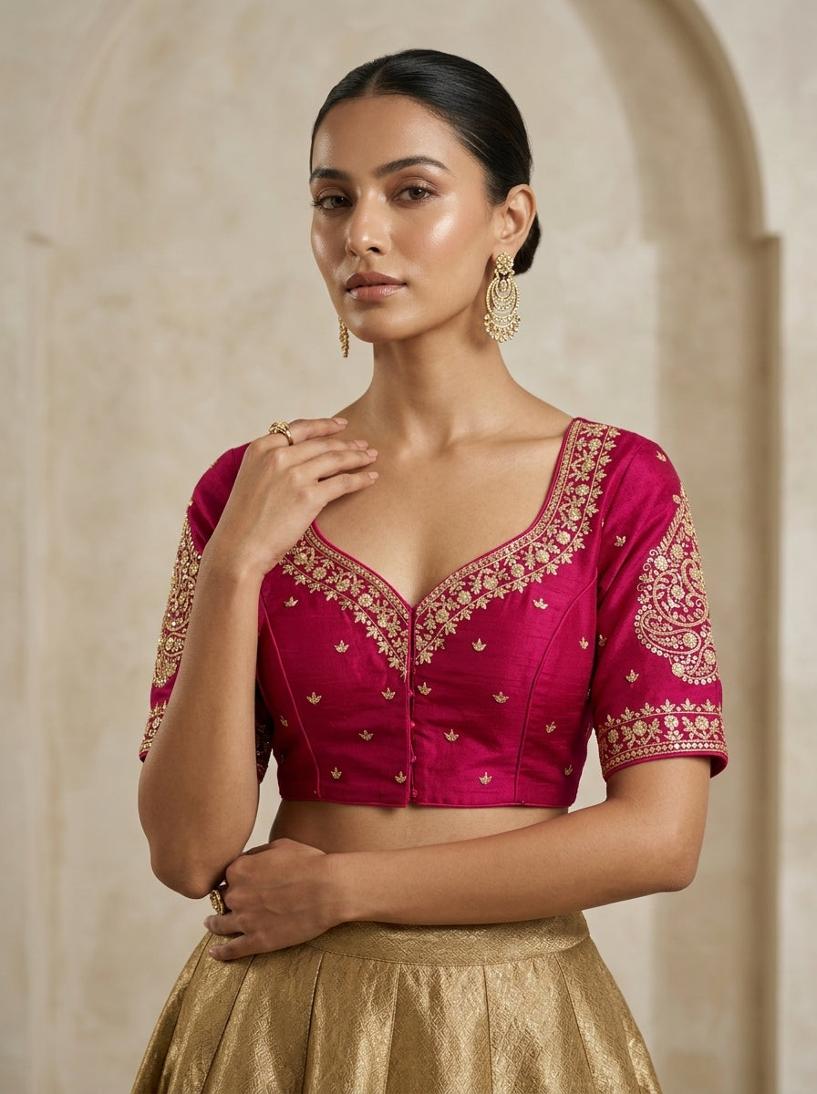 Portrait of Royalty Vichitra Silk Blouse