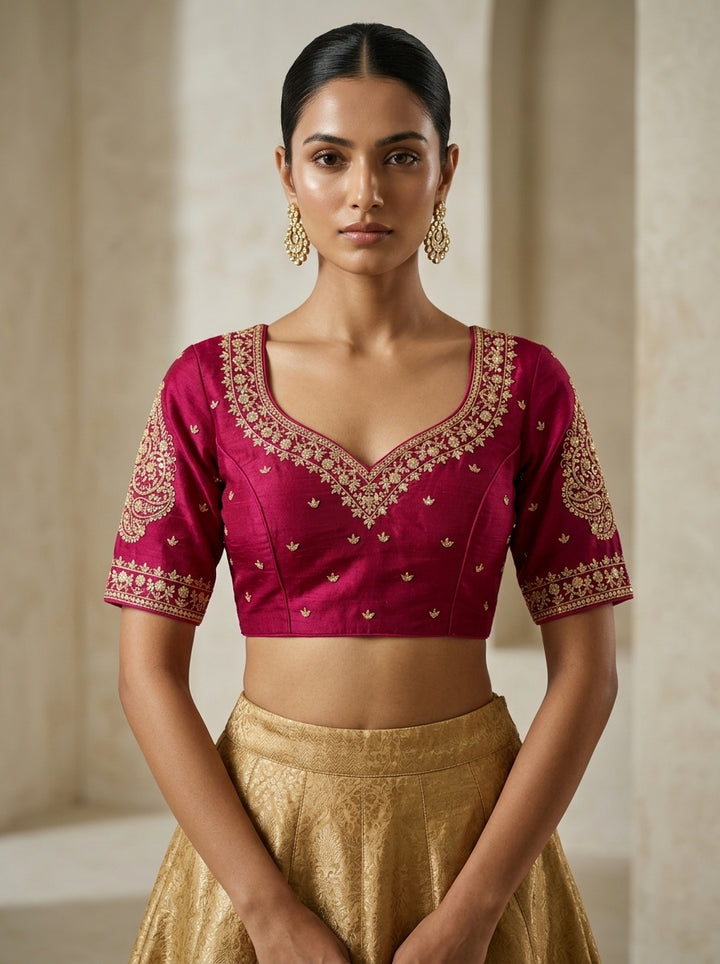 Portrait of Royalty Vichitra Silk Blouse