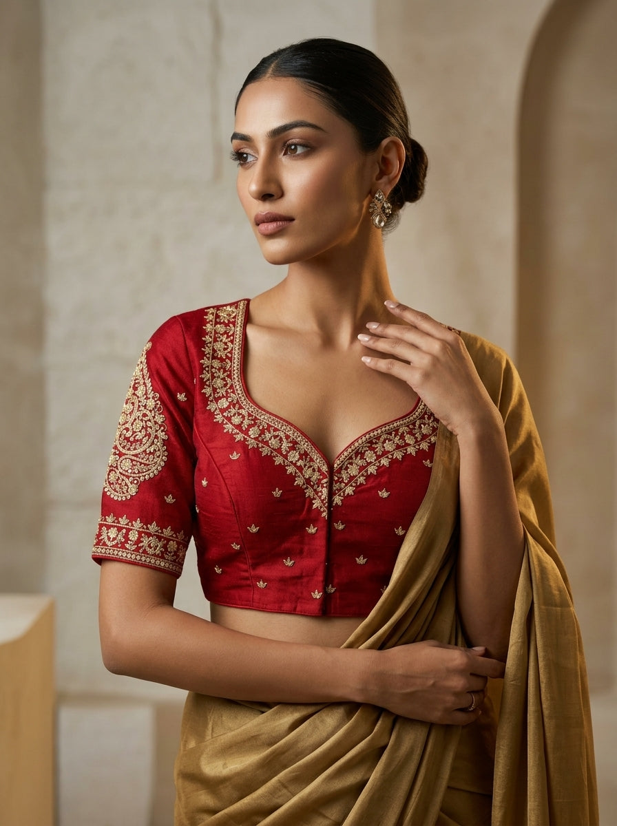 Portrait of Royalty Vichitra Silk Blouse