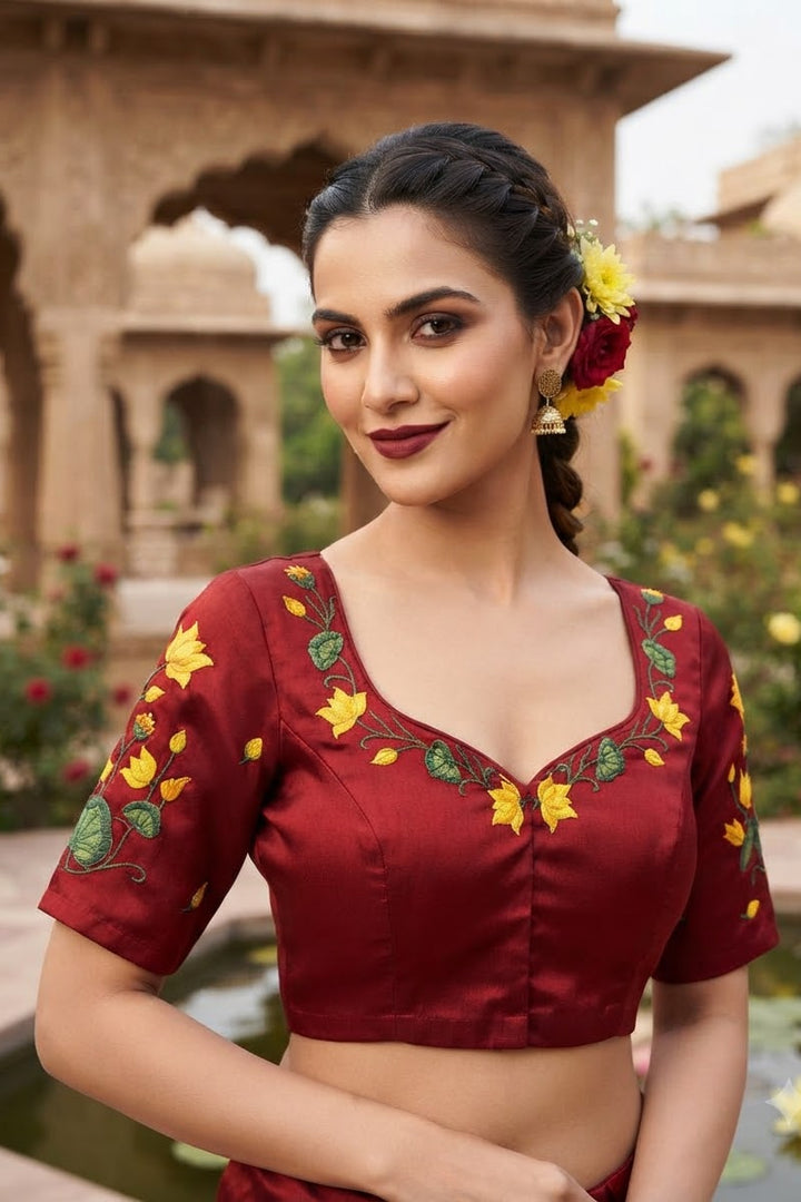 Lotus Majesty Vichitra Silk Blouse