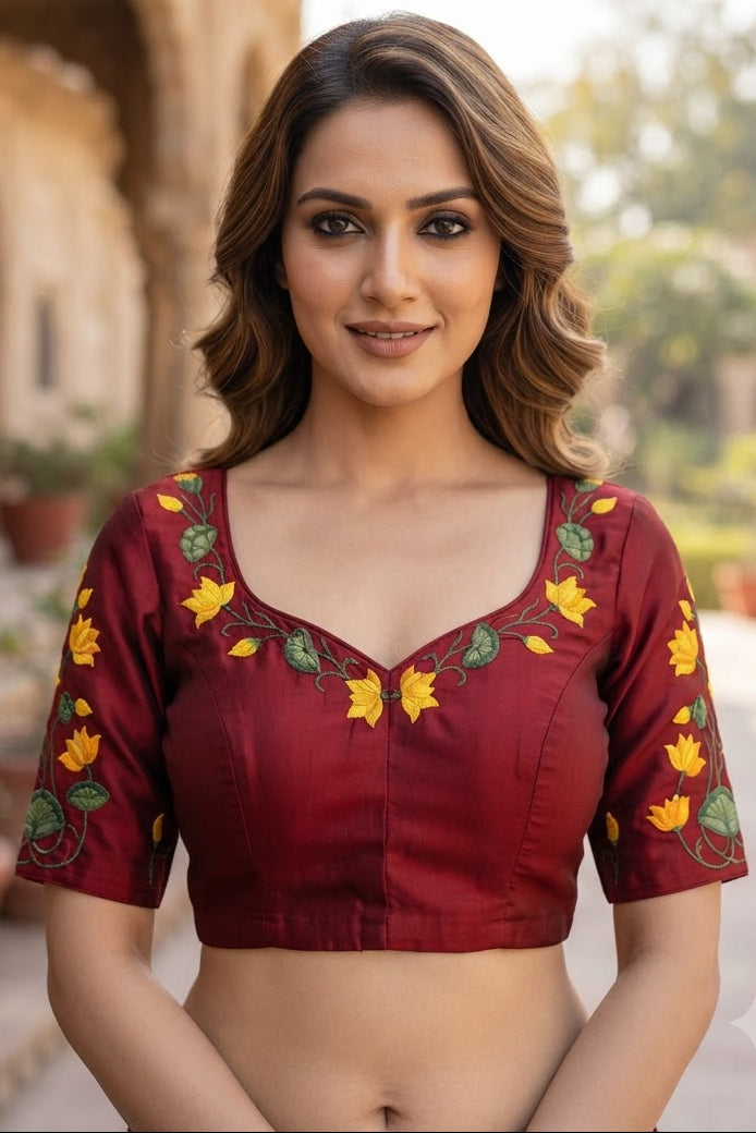 Lotus Majesty Vichitra Silk Blouse