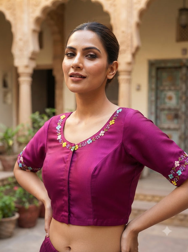 Wildflower Wreath Handstitched Designer Blouse
