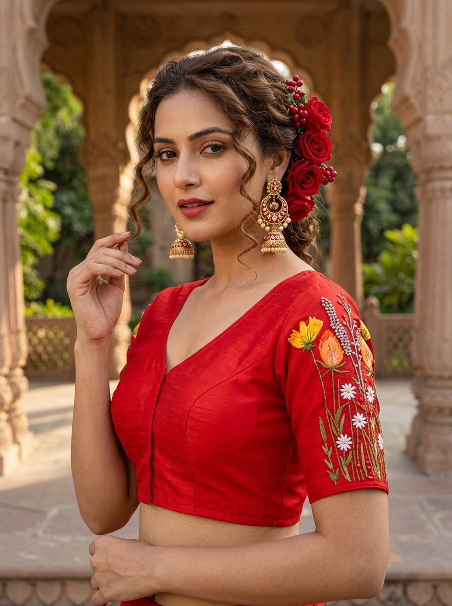 Gilded Garden Vichitra Silk Blouse