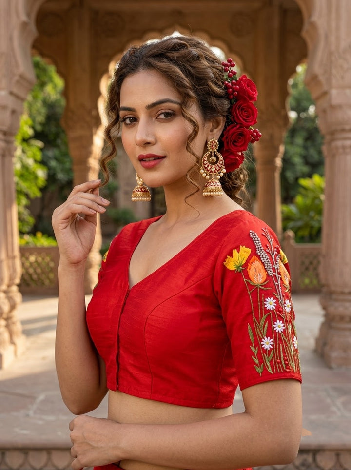 Gilded Garden Vichitra Silk Blouse