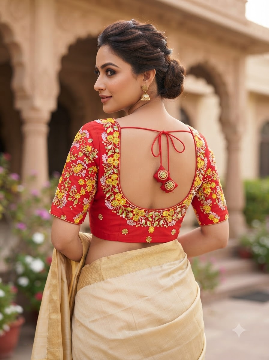 Swarna Saaz Designer Embroidery Vichitra Silk  Blouse