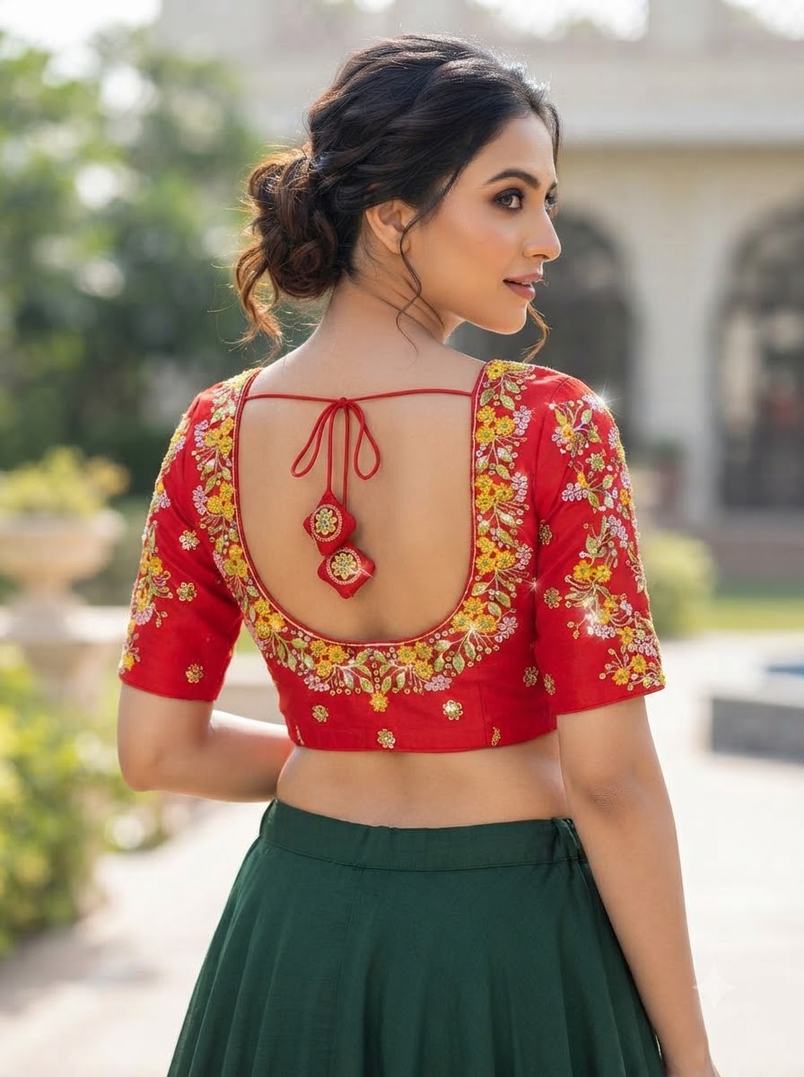 Swarna Saaz Designer Embroidery Vichitra Silk  Blouse