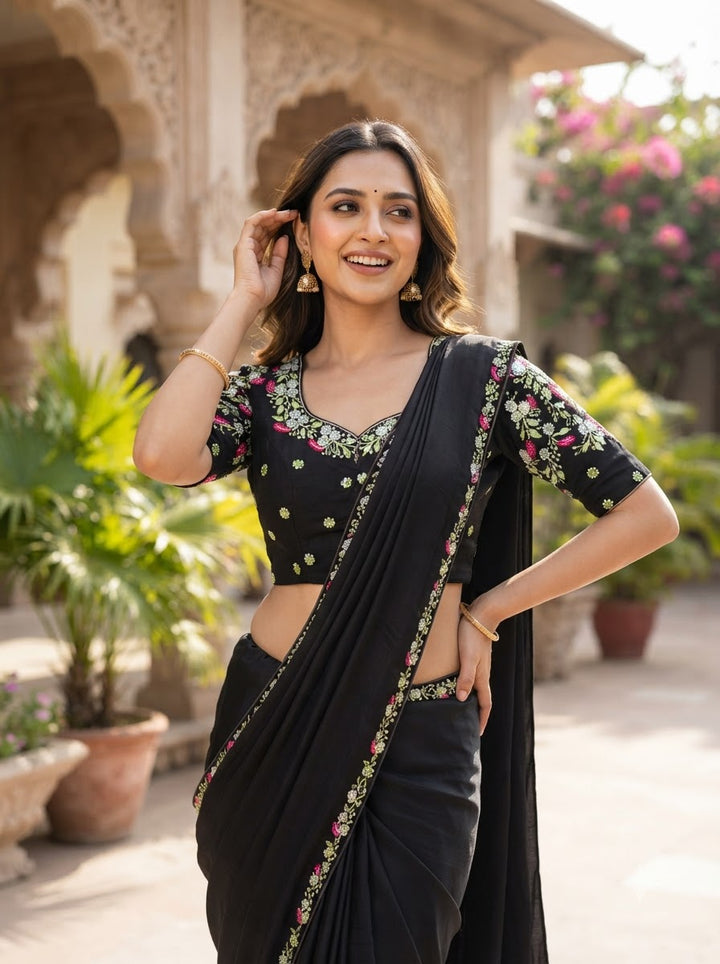 Swarna Saaz Designer Embroidery Vichitra Silk  Blouse