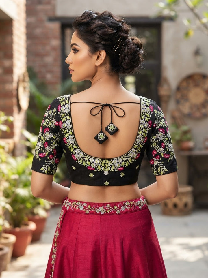 Swarna Saaz Designer Embroidery Vichitra Silk  Blouse