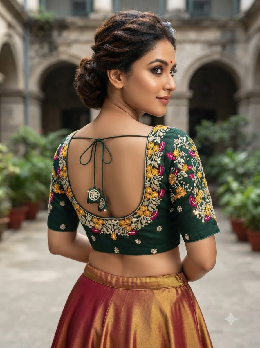 Swarna Saaz Designer Embroidery Vichitra Silk  Blouse