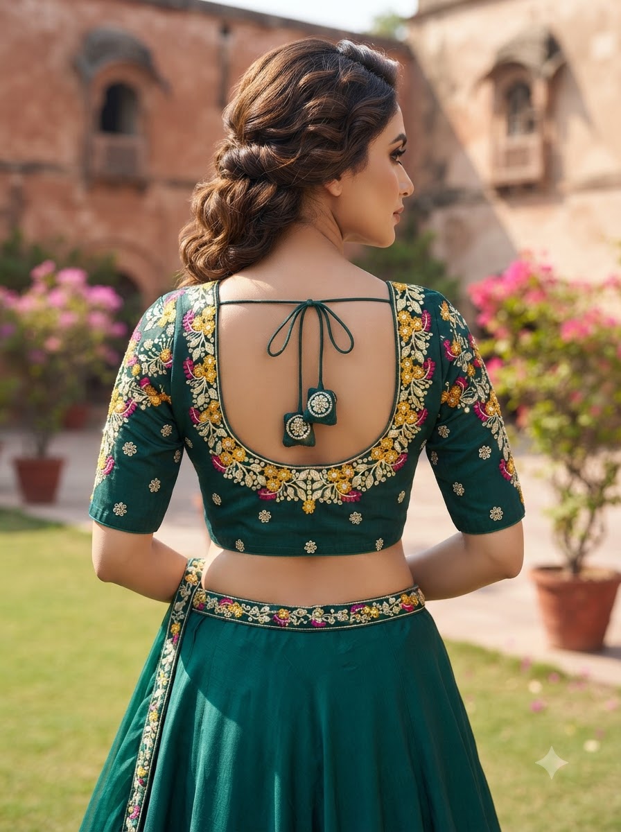 Swarna Saaz Designer Embroidery Vichitra Silk  Blouse