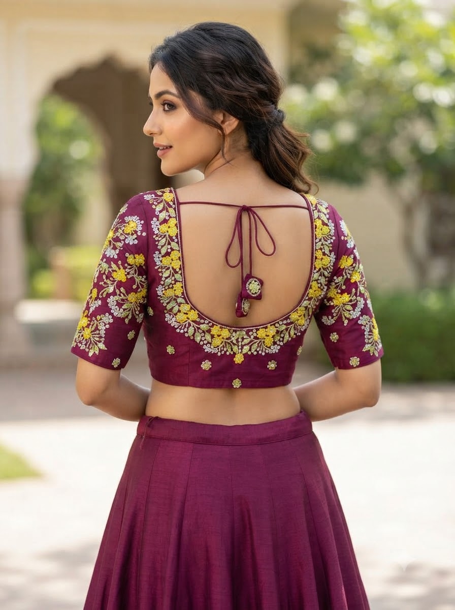 Swarna Saaz Designer Embroidery Vichitra Silk  Blouse