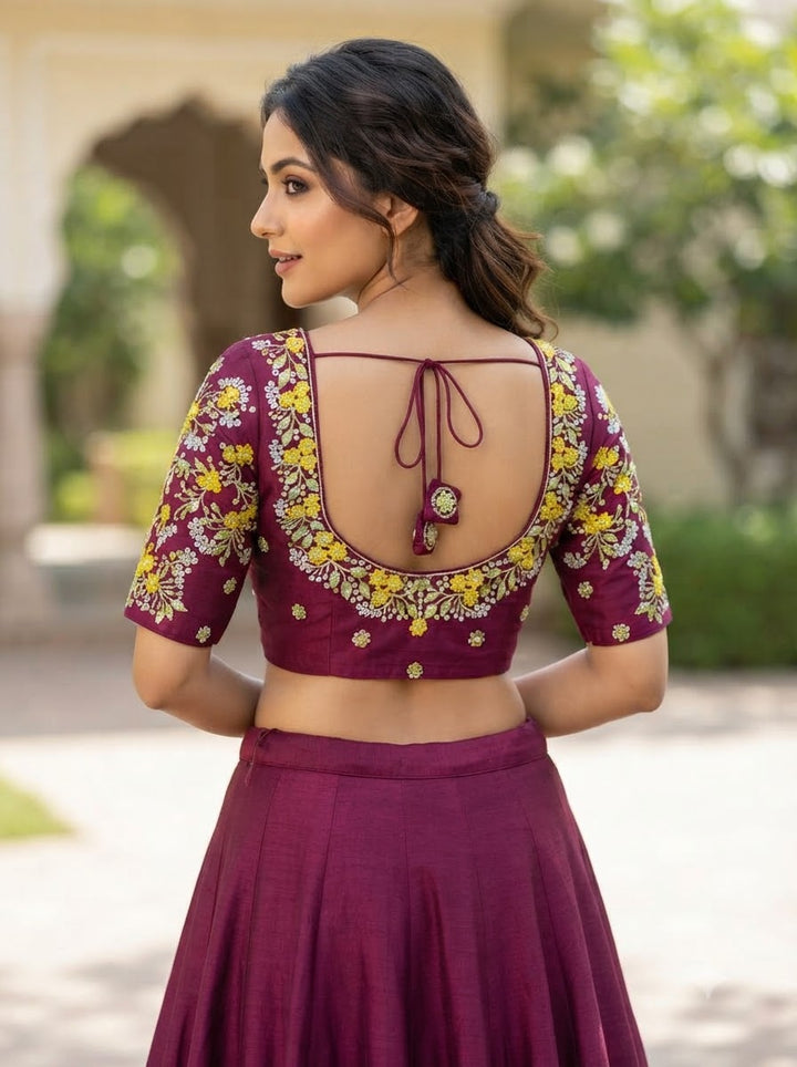 Swarna Saaz Designer Embroidery Vichitra Silk  Blouse