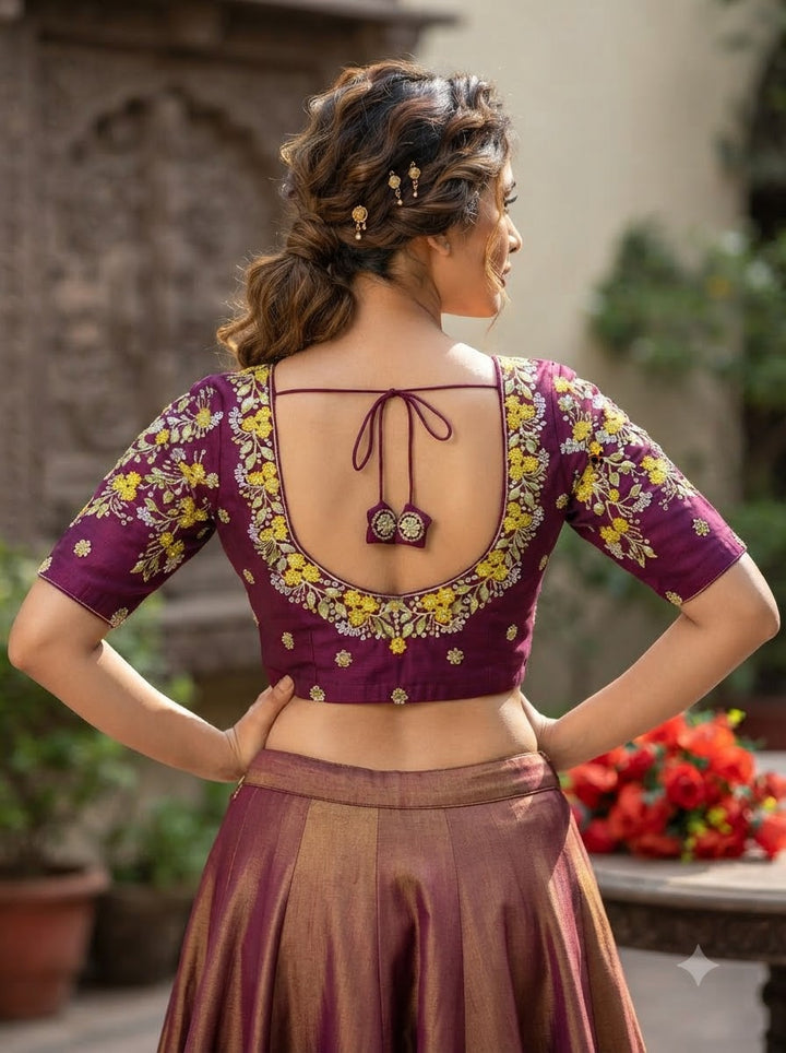 Swarna Saaz Designer Embroidery Vichitra Silk  Blouse