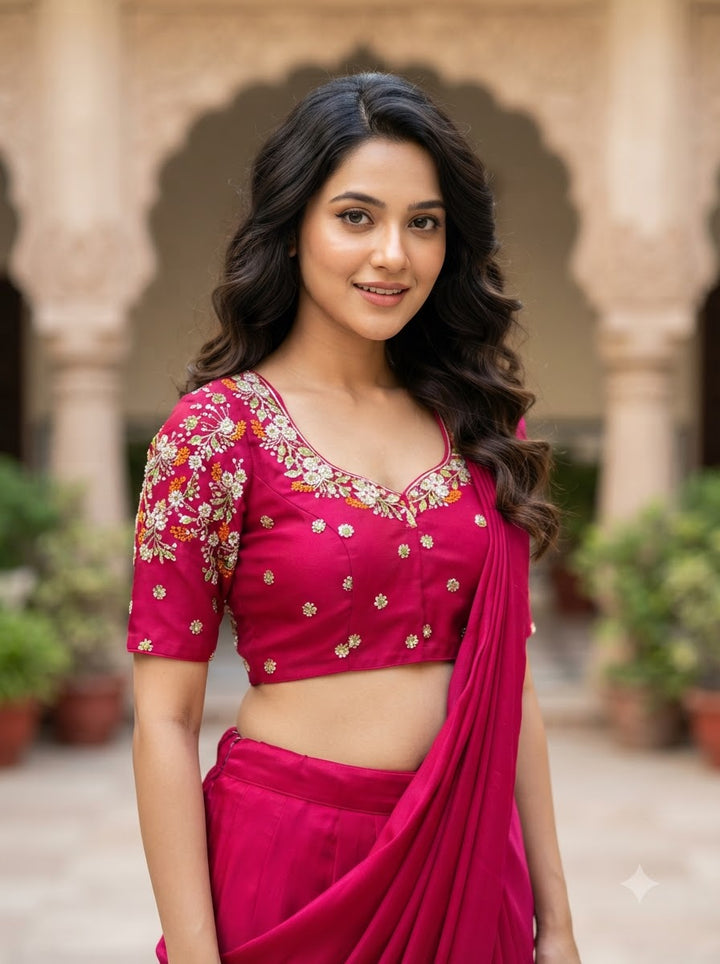 Swarna Saaz Designer Embroidery Vichitra Silk  Blouse