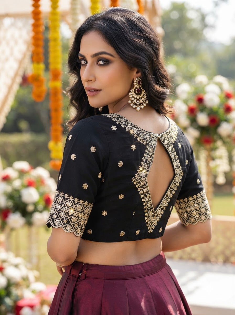 Each Stitch Designer Vichitra Silk Blouse
