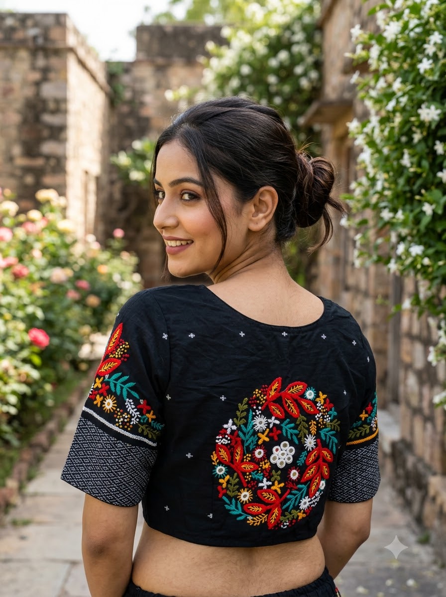 Aarohi Floral Glam Cotton  Blouse
