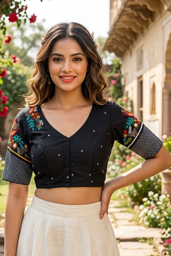 Aarohi Floral Glam Cotton  Blouse