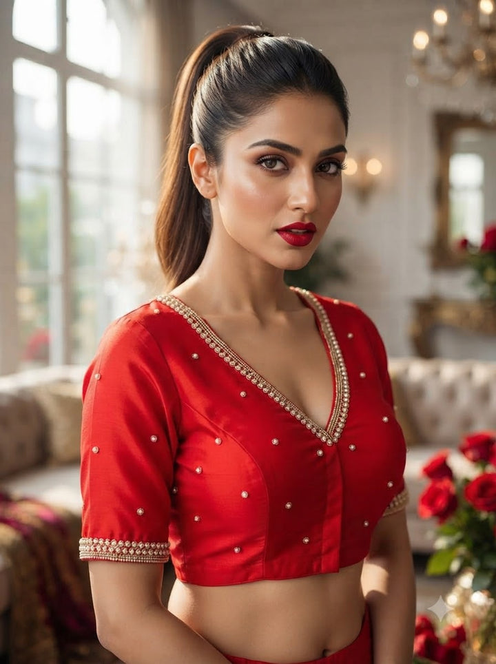 Heart Stealer Designer Blouse With Pearl beads