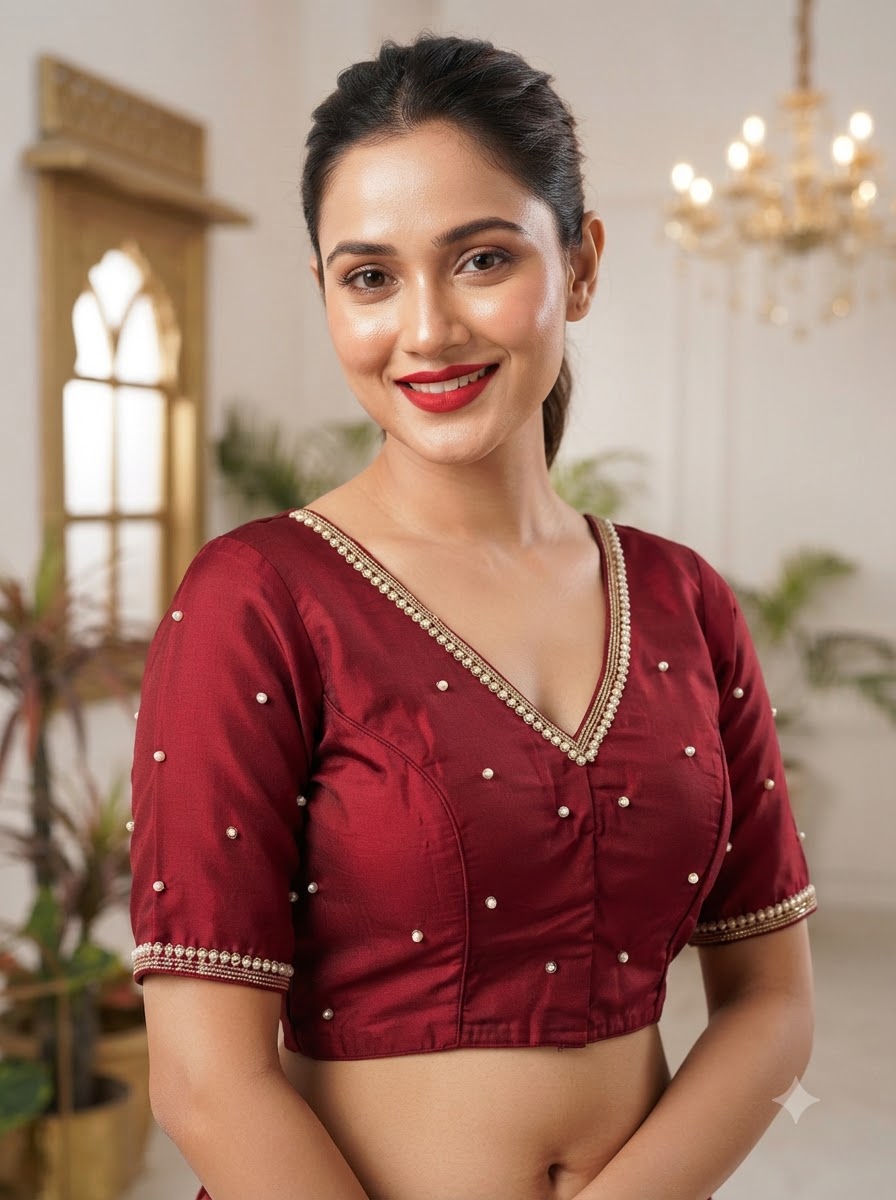 Heart Stealer Designer Blouse With Pearl beads