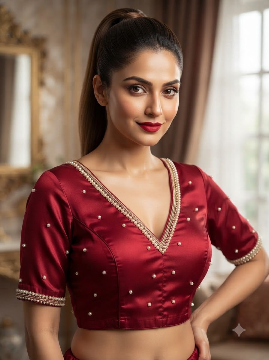 Heart Stealer Designer Blouse With Pearl beads