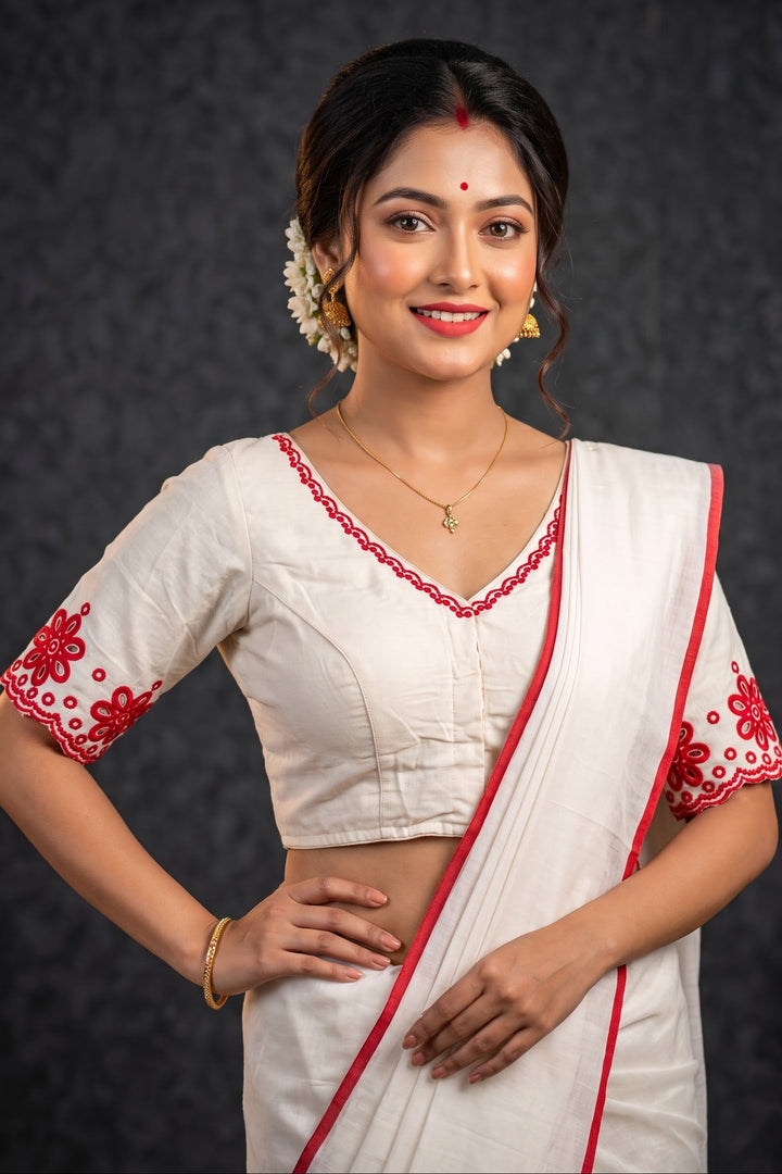 A Crown of Petals Cotton Embroidered Blouse