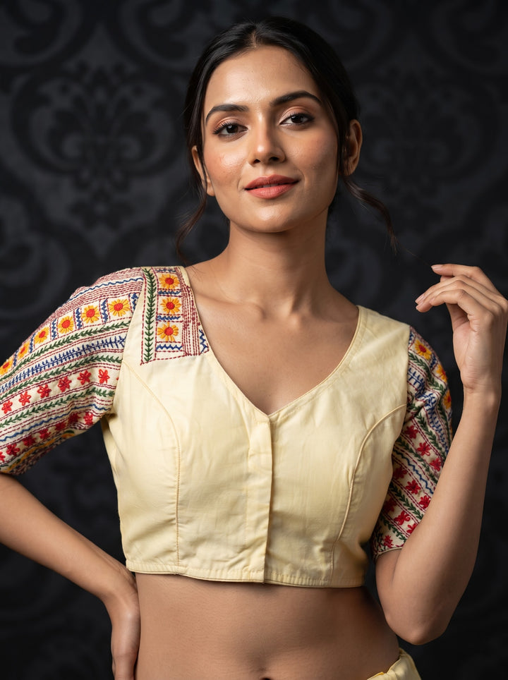 Sunflower Reverie-Multicolor Handwork Blouse
