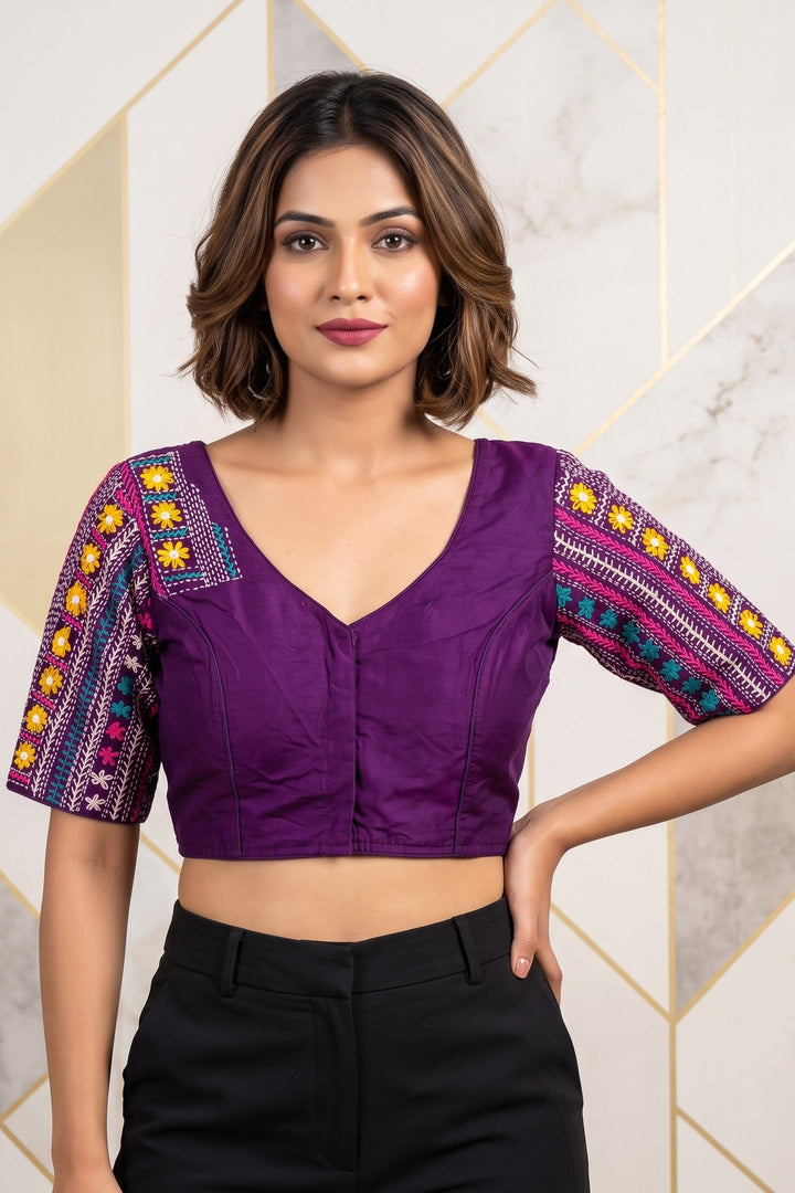 Sunflower Reverie-Multicolor Handwork Blouse