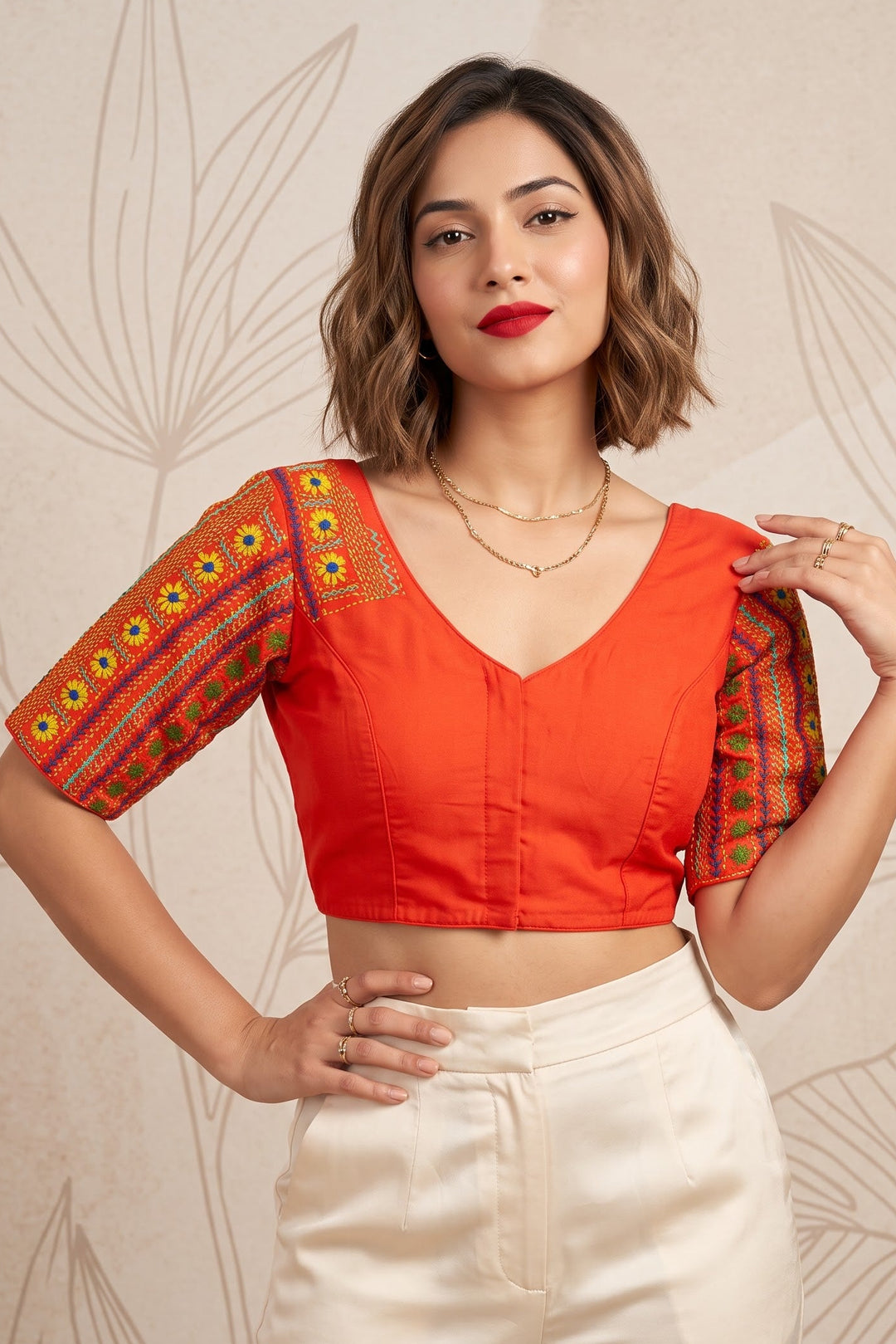 Sunflower Reverie-Multicolor Handwork Blouse