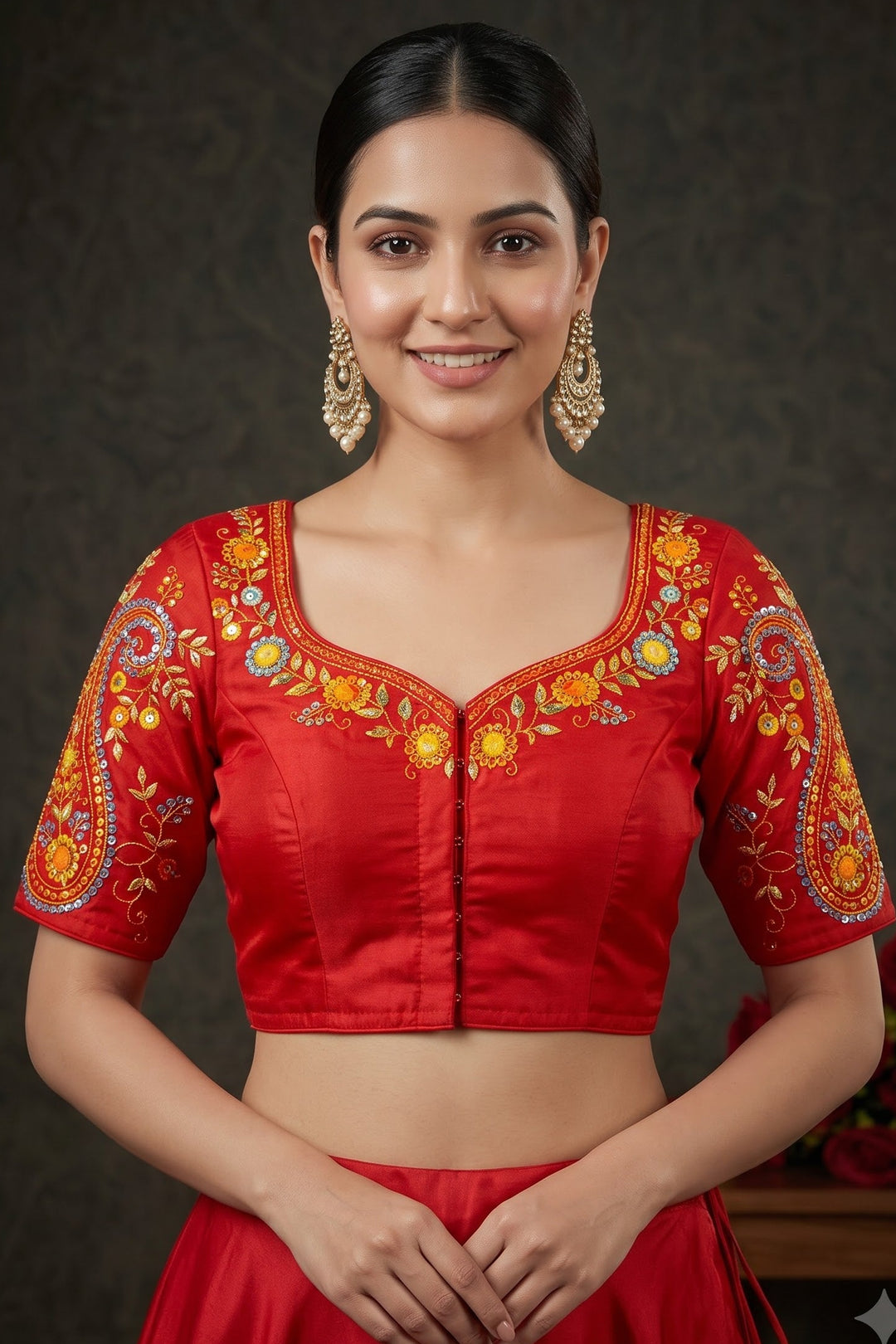 Festive Paisley Vichitra Silk Blouse