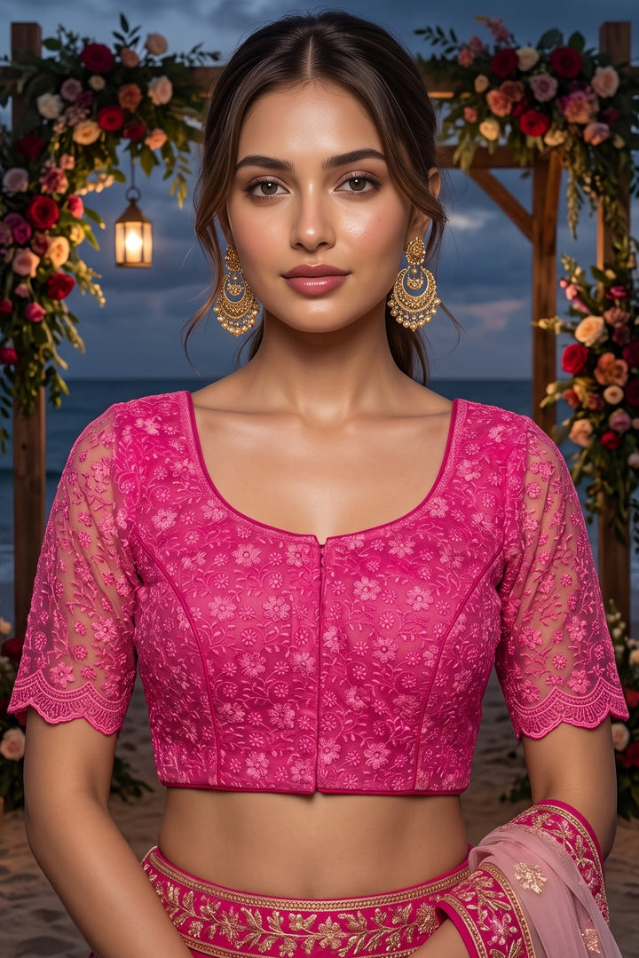Enchanted Bloom Heritage Net Chikankari Blouse