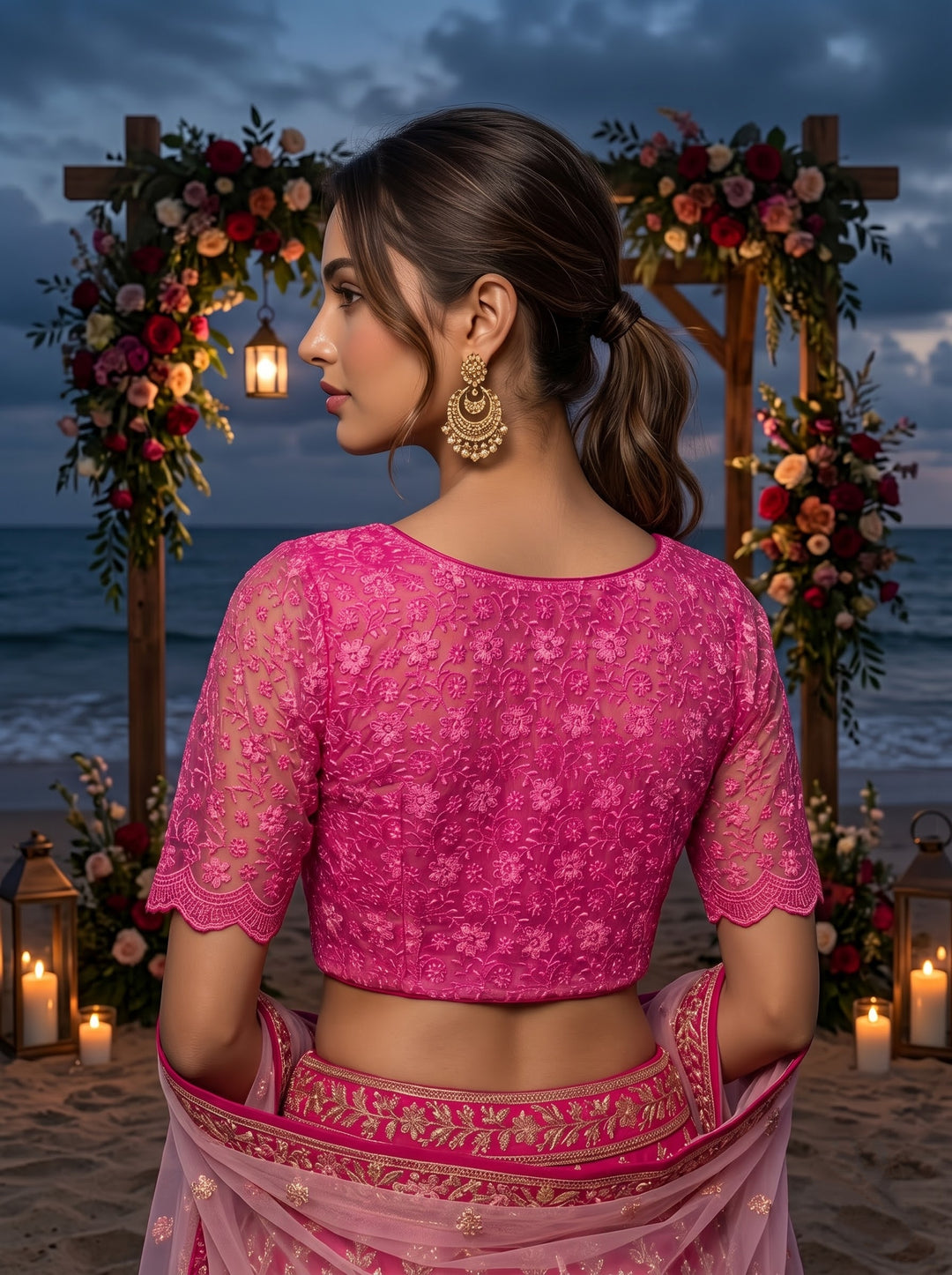 Enchanted Bloom Heritage Net Chikankari Blouse
