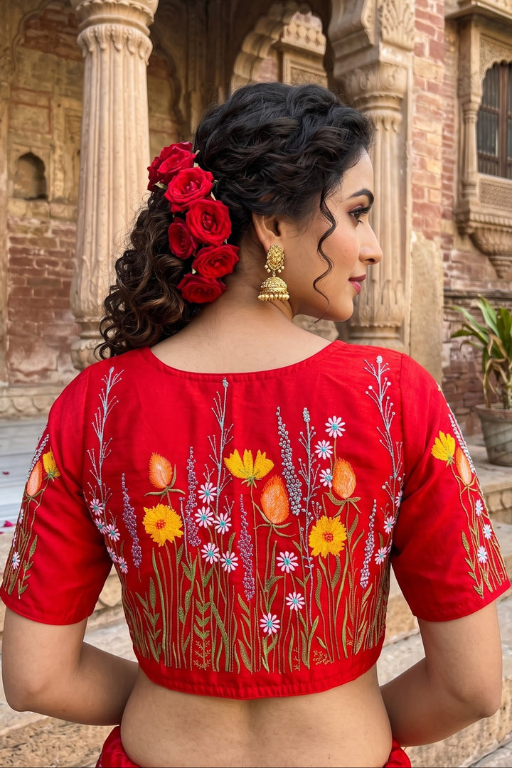 Gilded Garden Vichitra Silk Blouse