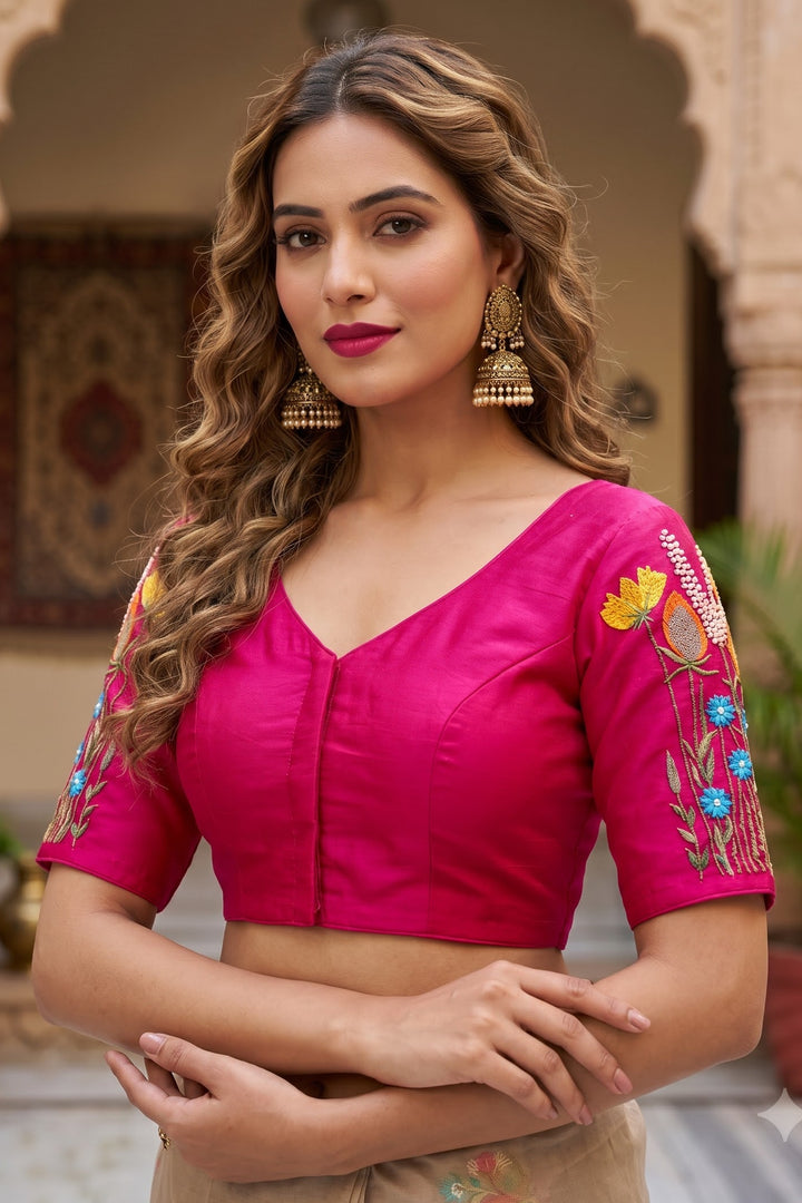 Gilded Garden Vichitra Silk Blouse
