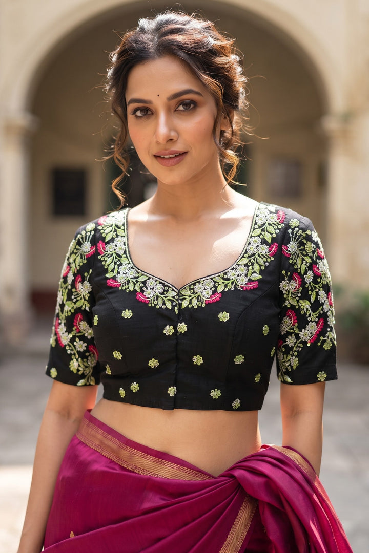 Swarna Saaz Designer Embroidery Vichitra Silk  Blouse