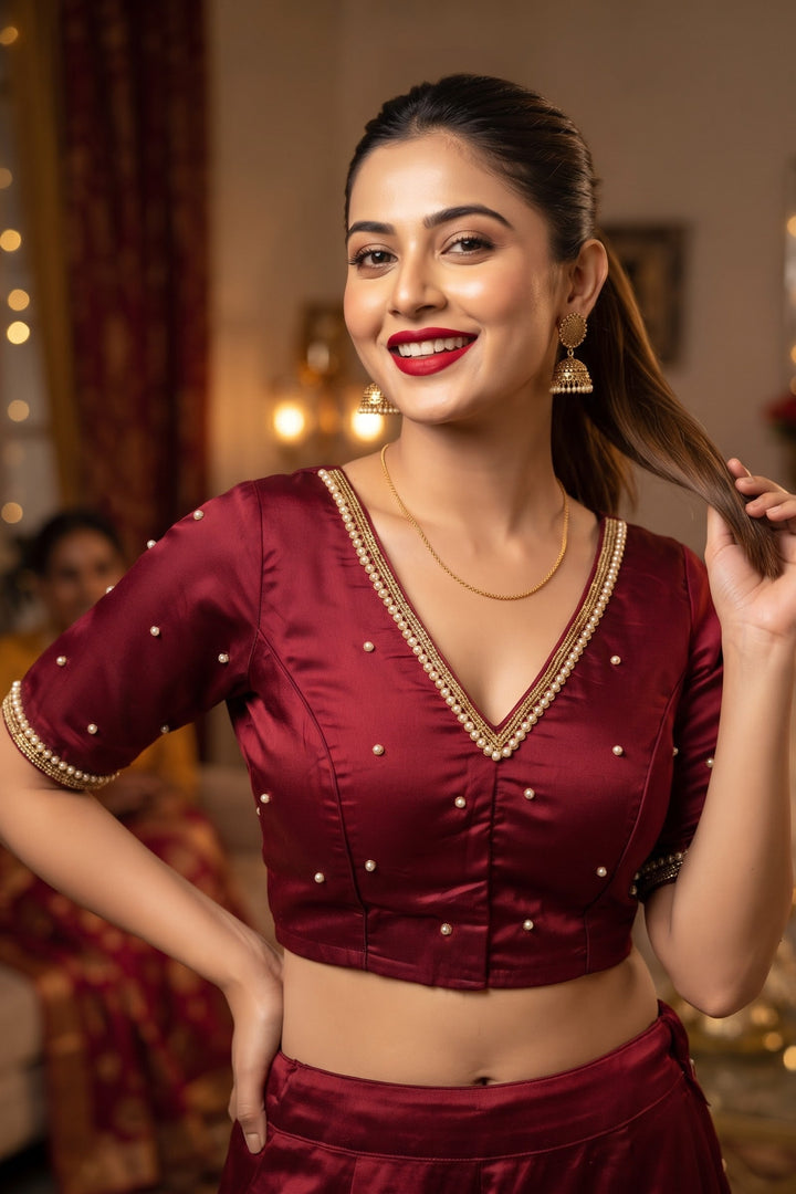 Heart Stealer Designer Blouse With Pearl beads
