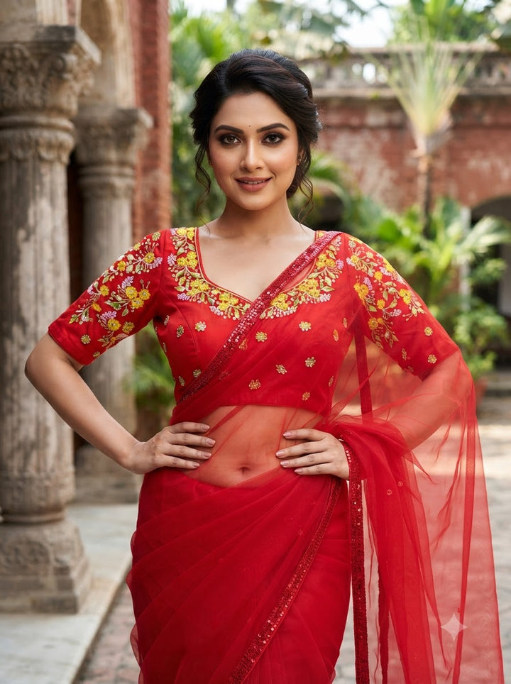 Swarna Saaz Designer Embroidery Vichitra Silk  Blouse