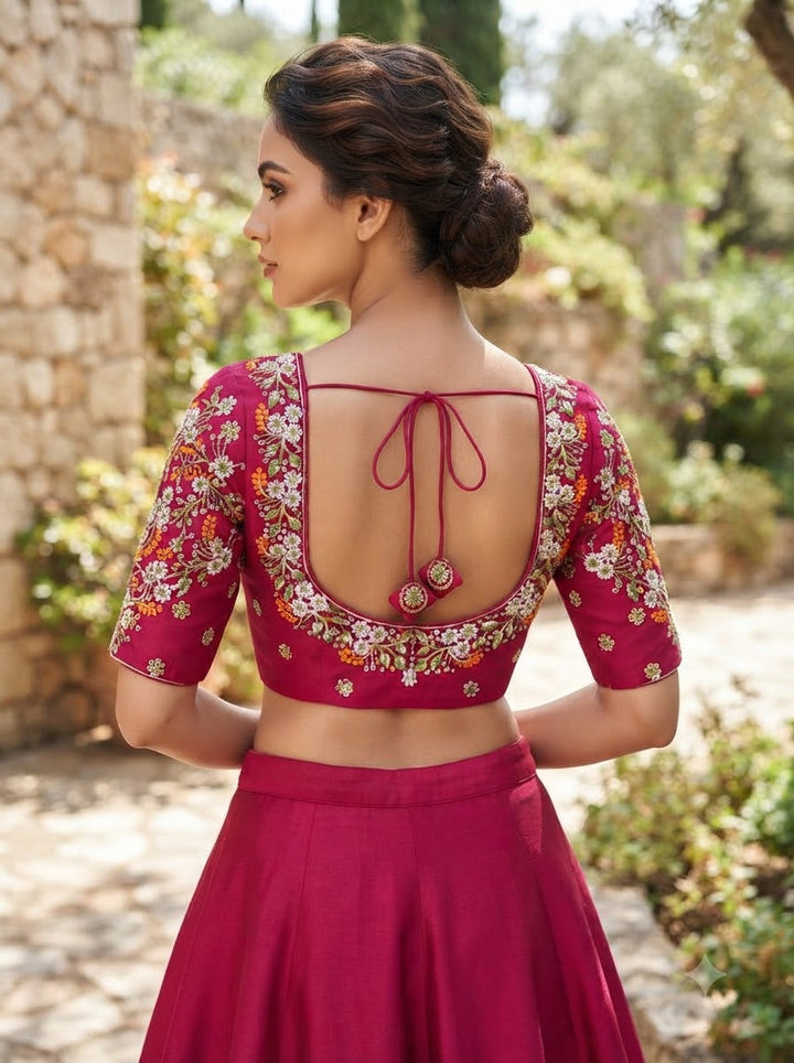 Swarna Saaz Designer Embroidery Vichitra Silk  Blouse