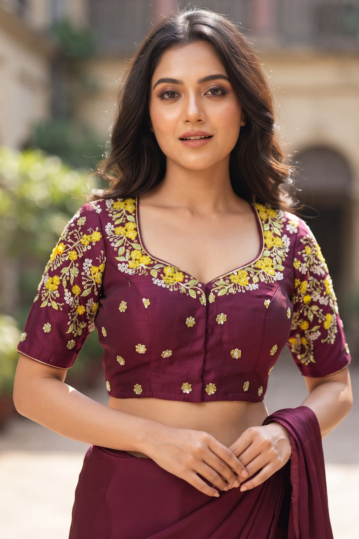 Swarna Saaz Designer Embroidery Vichitra Silk  Blouse