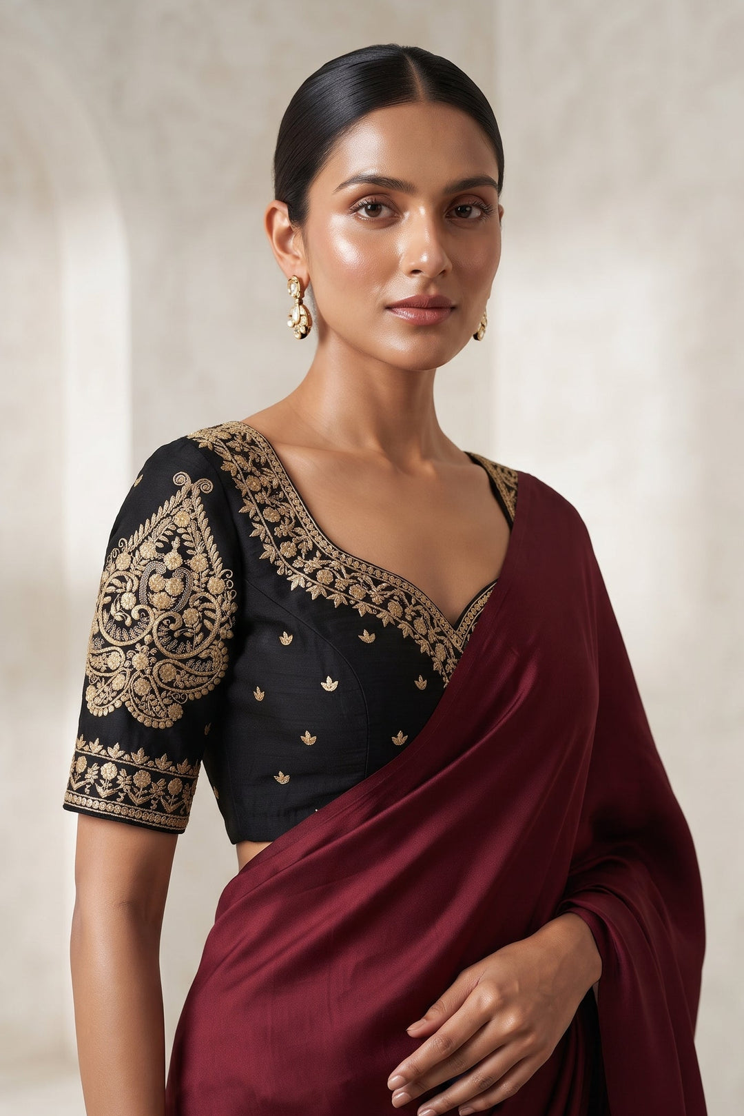 Portrait of Royalty Vichitra Silk Blouse