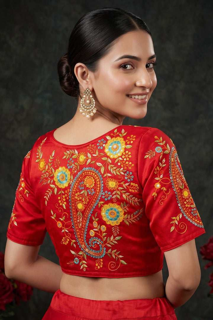 Festive Paisley Vichitra Silk Blouse