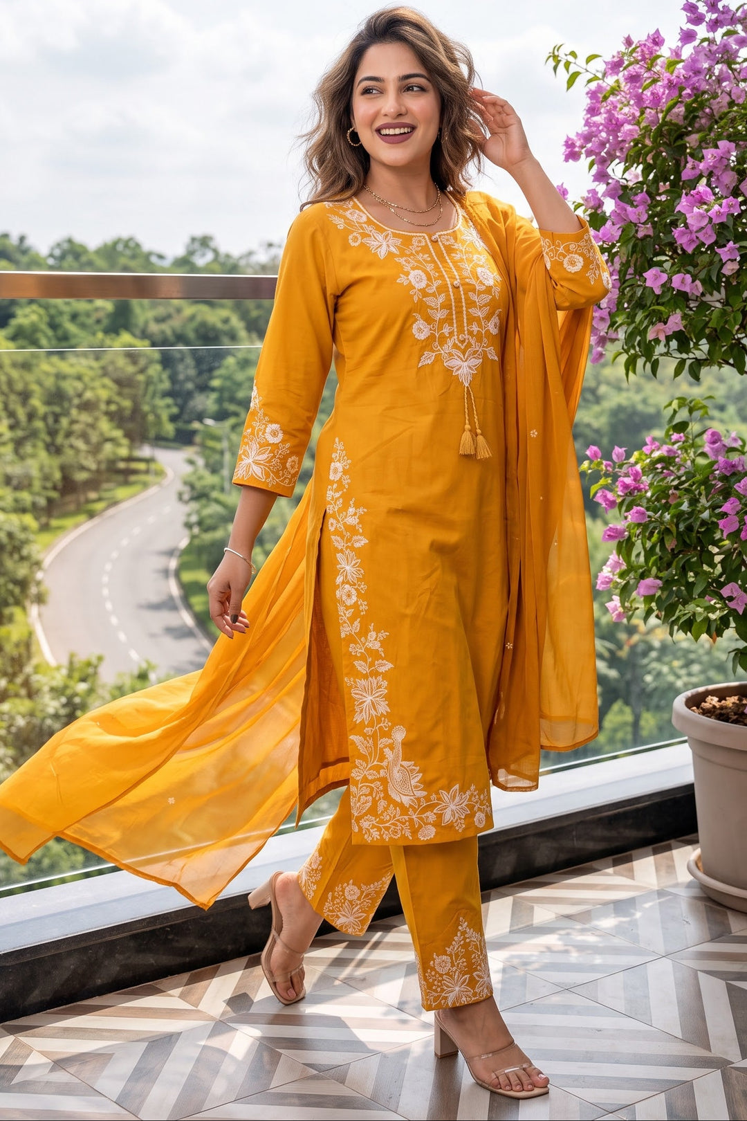 Pretty Petal Cotton Kurti Set