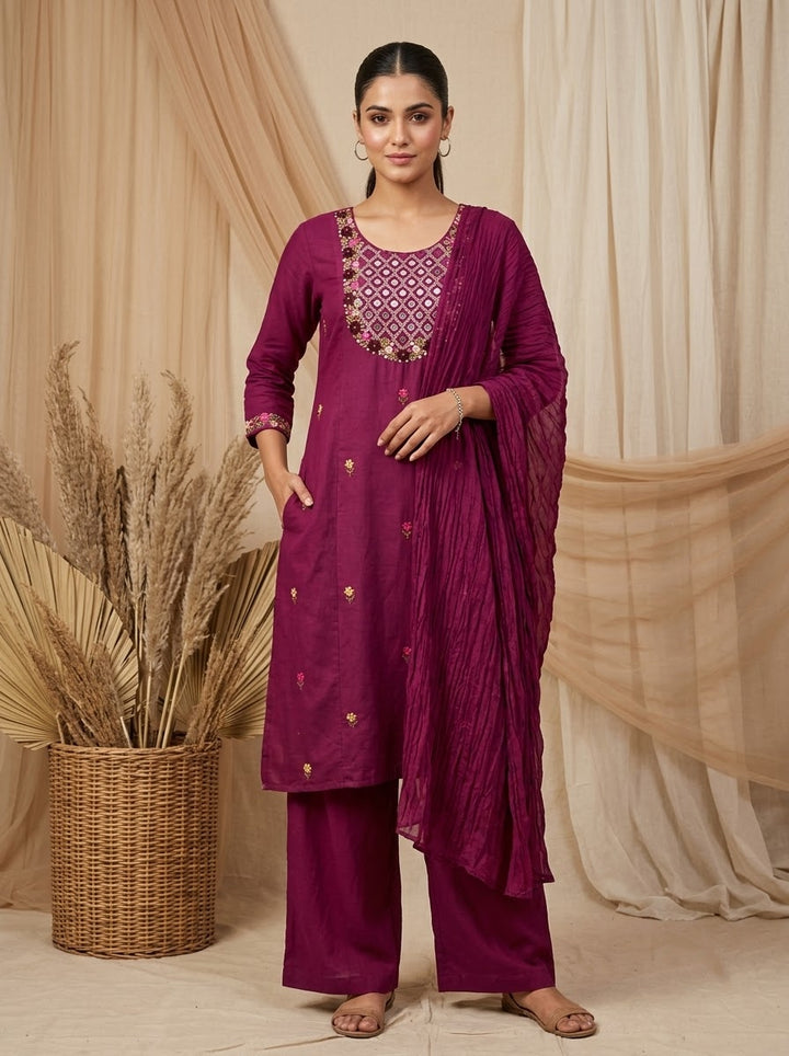 The Desi Crush Cotton Kurti Set