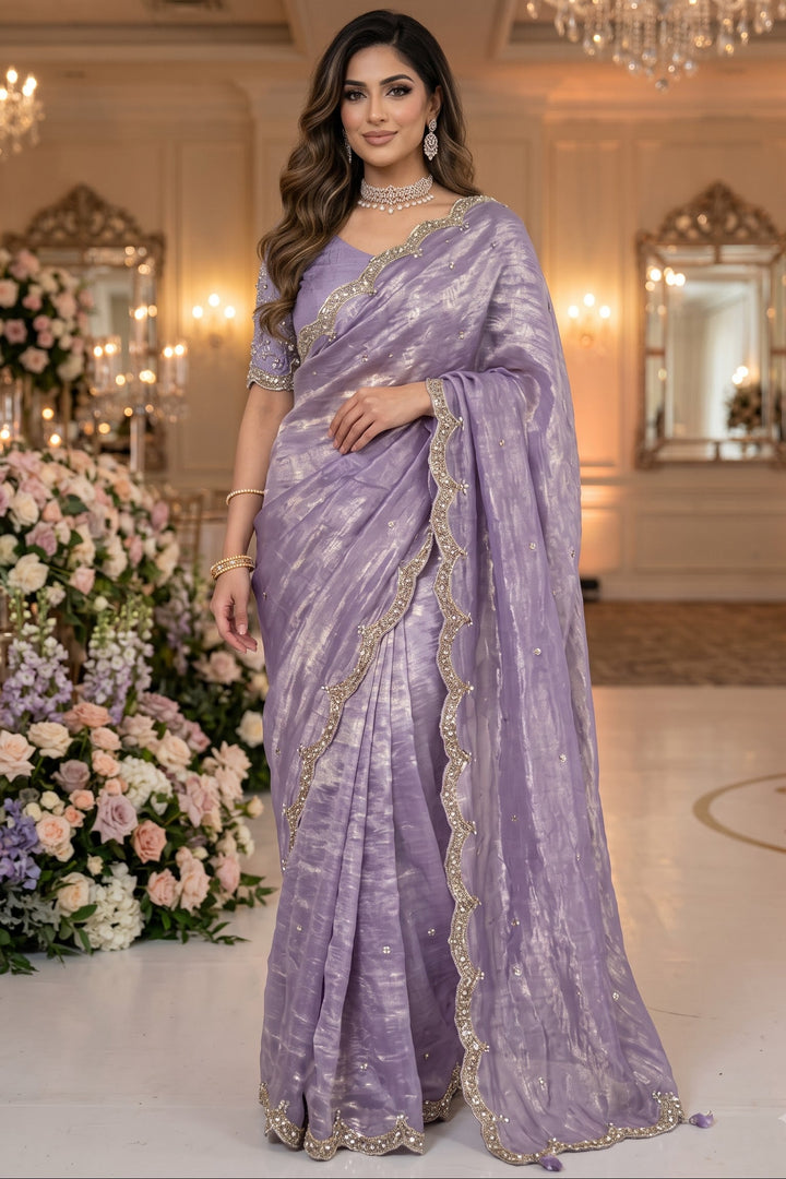 Eyes of Elegance Fandy Satin Silk Saree with Cutdana Work