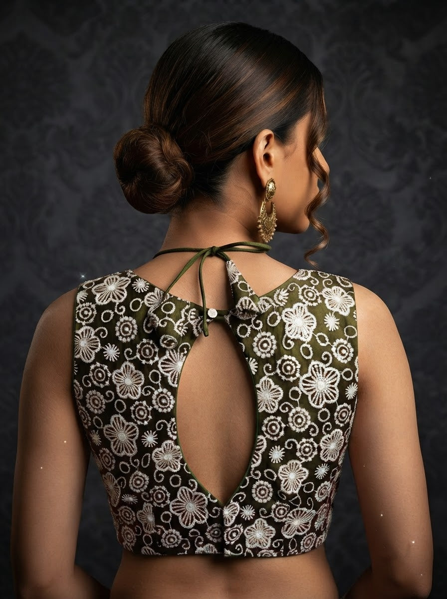 The Glam Edit Vichitra Silk Embroidered Blouse