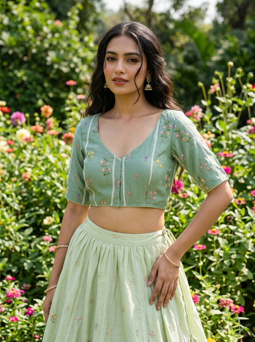 Eden Blossom Chanderi Silk Embroidered Blouse