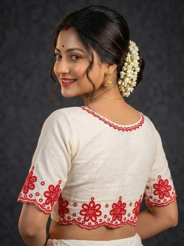 A Crown of Petals Cotton Embroidered Blouse