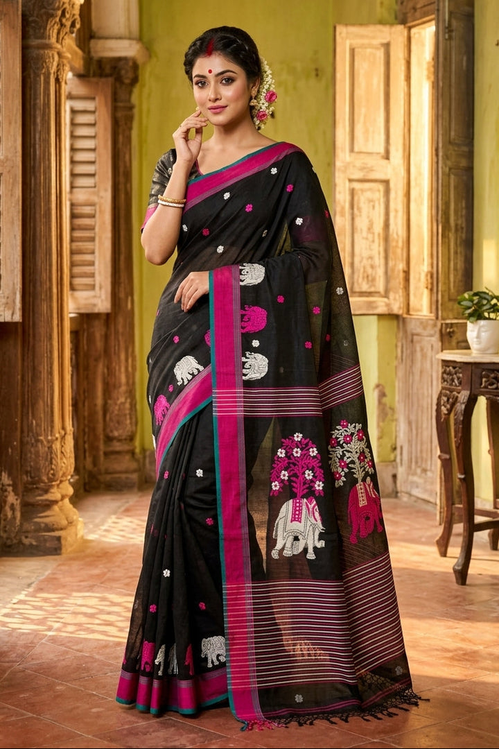 Rangrez Gajini khadiJamdani Saree