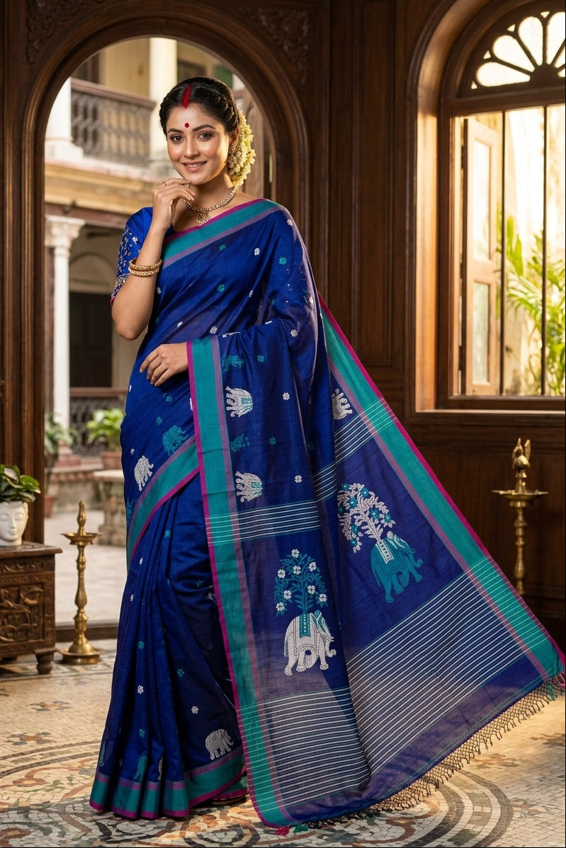 Rangrez Gajini khadi Jamdani Saree