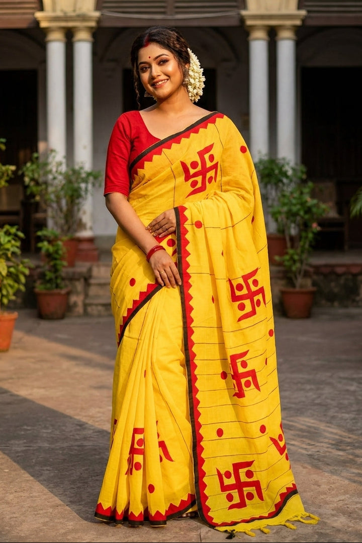 Swastik  Khesh khadi cotton saree