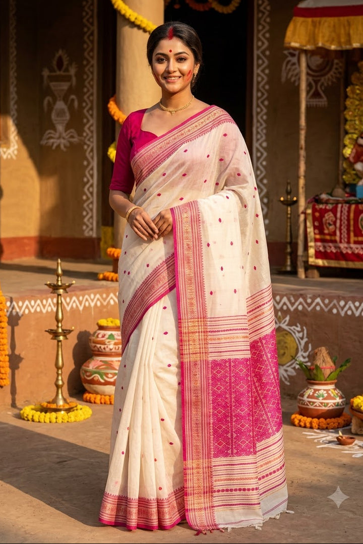 Assam Khadi Jamdani Saree